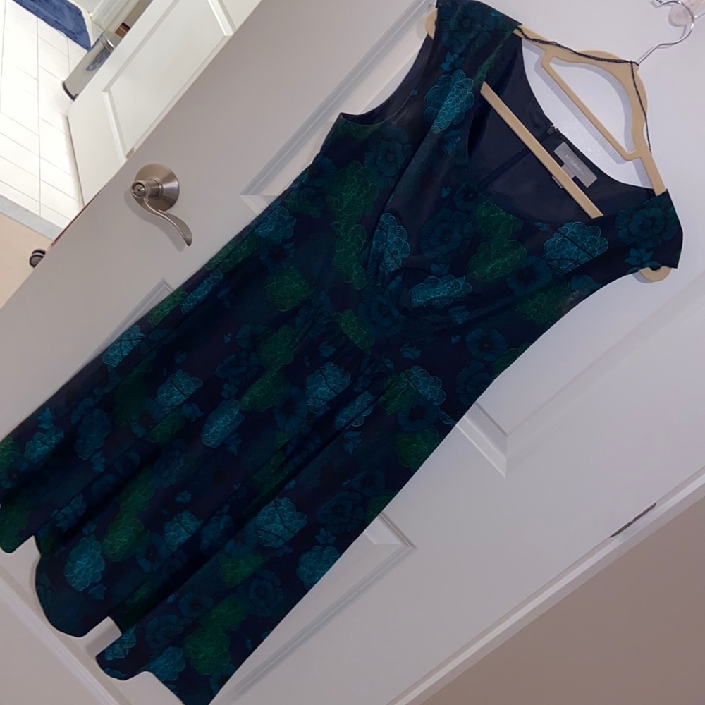 12 Liz Claiborne navy and green dress